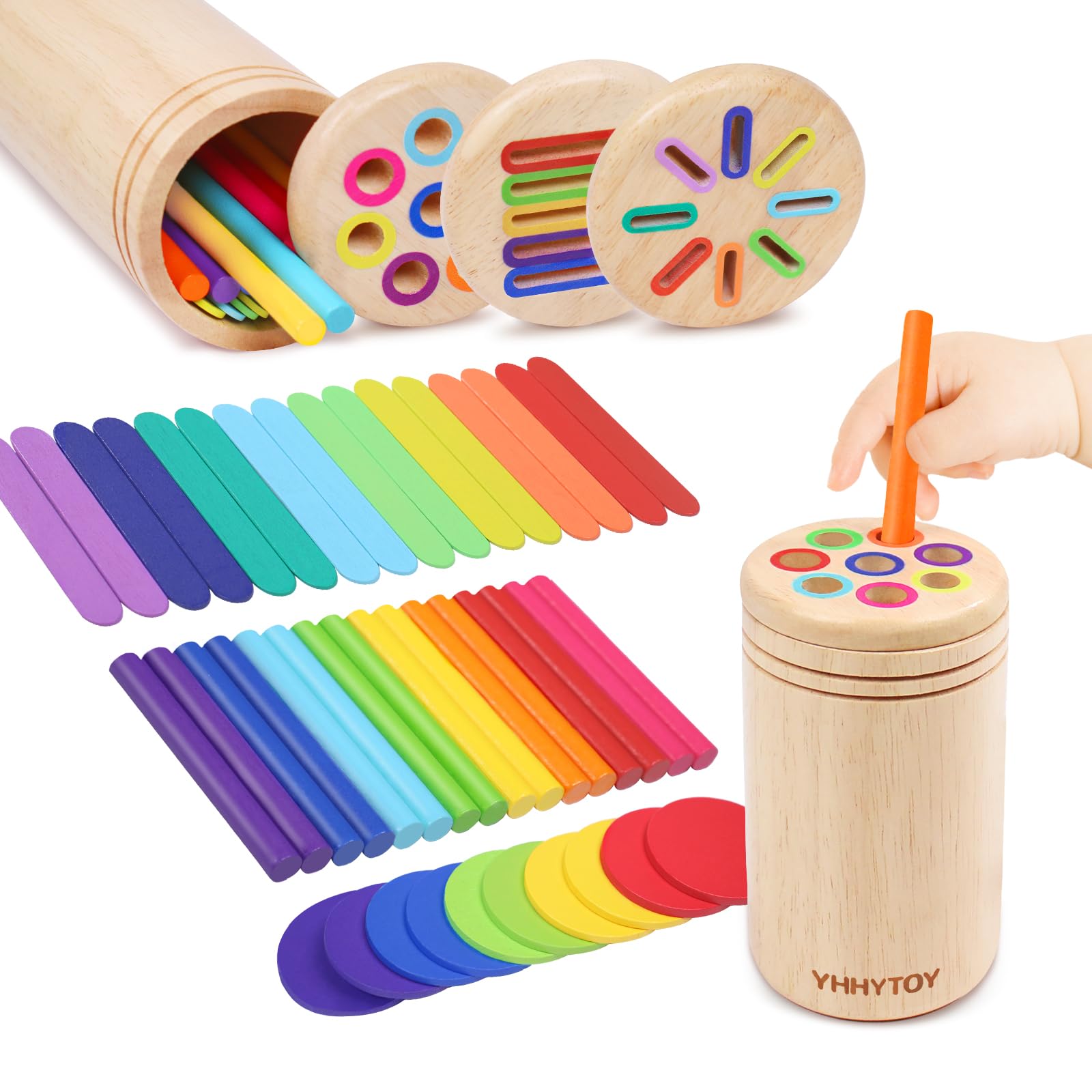 Montessori Toys for 2 3 4 Year Olds + 3 in 1 Educational Sensory Color Sorting Toys for Toddlers + Fine Motor Skills Pre