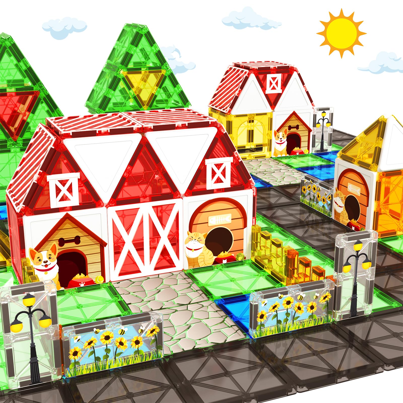 Magnetic Tiles Garden Farm Animal Set for Toddlers, Educational Building Blocks for Boys and Girls Ages 3-6, Montessori